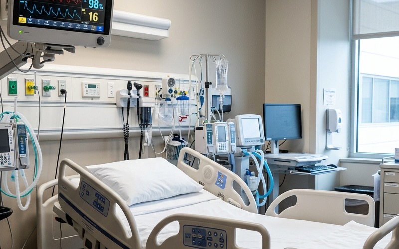 ICU Dual Channel Bedside Trunking System with multi-gas outlets
