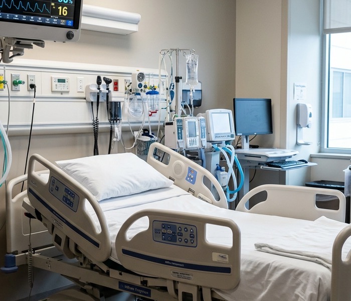 ABS Side Railing Electric ICU Bed with built-in angle indicator