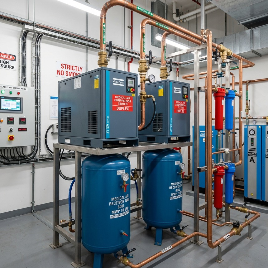 Dual Stage High Flow Pressure Regulator Station for hospital pipeline