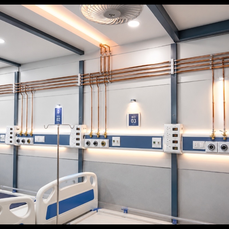 Modular OT Medical Gas Terminal Outlets integrated in pendant head